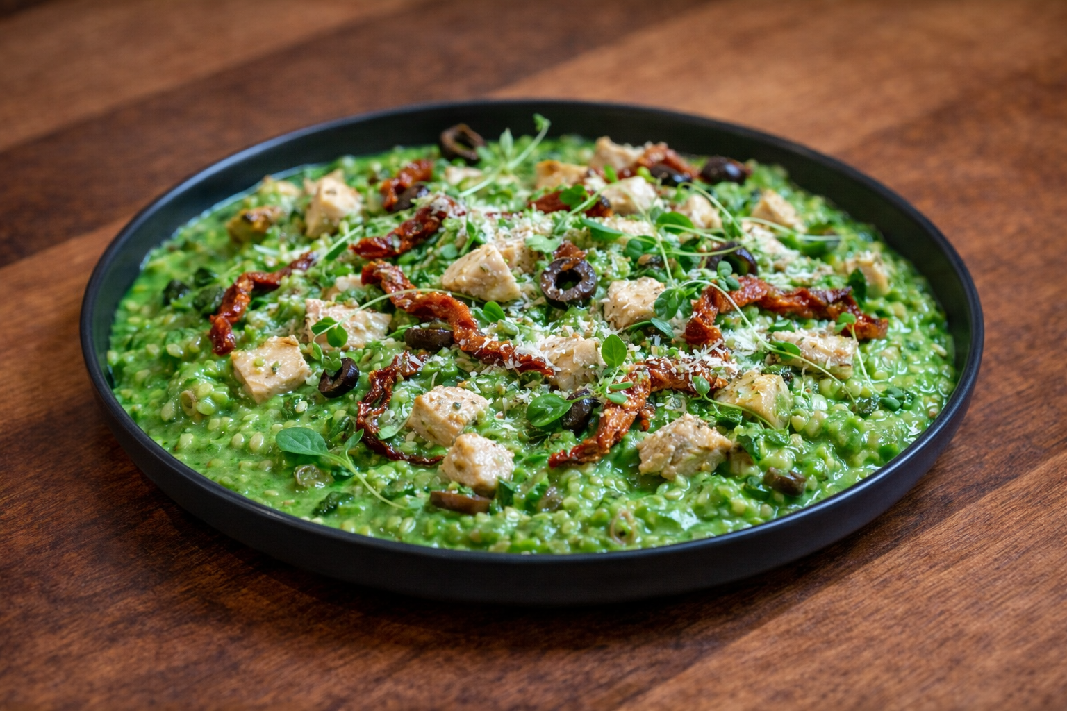 Green spinach Risotto with Chicken from the menu of Resto Shop