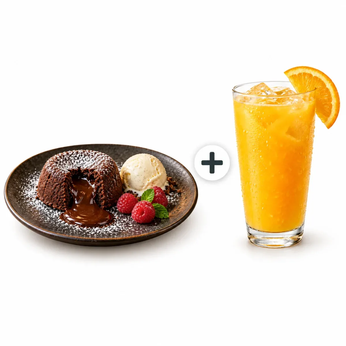 Chocolate soufflé + Natural juice from the menu of По Ноти