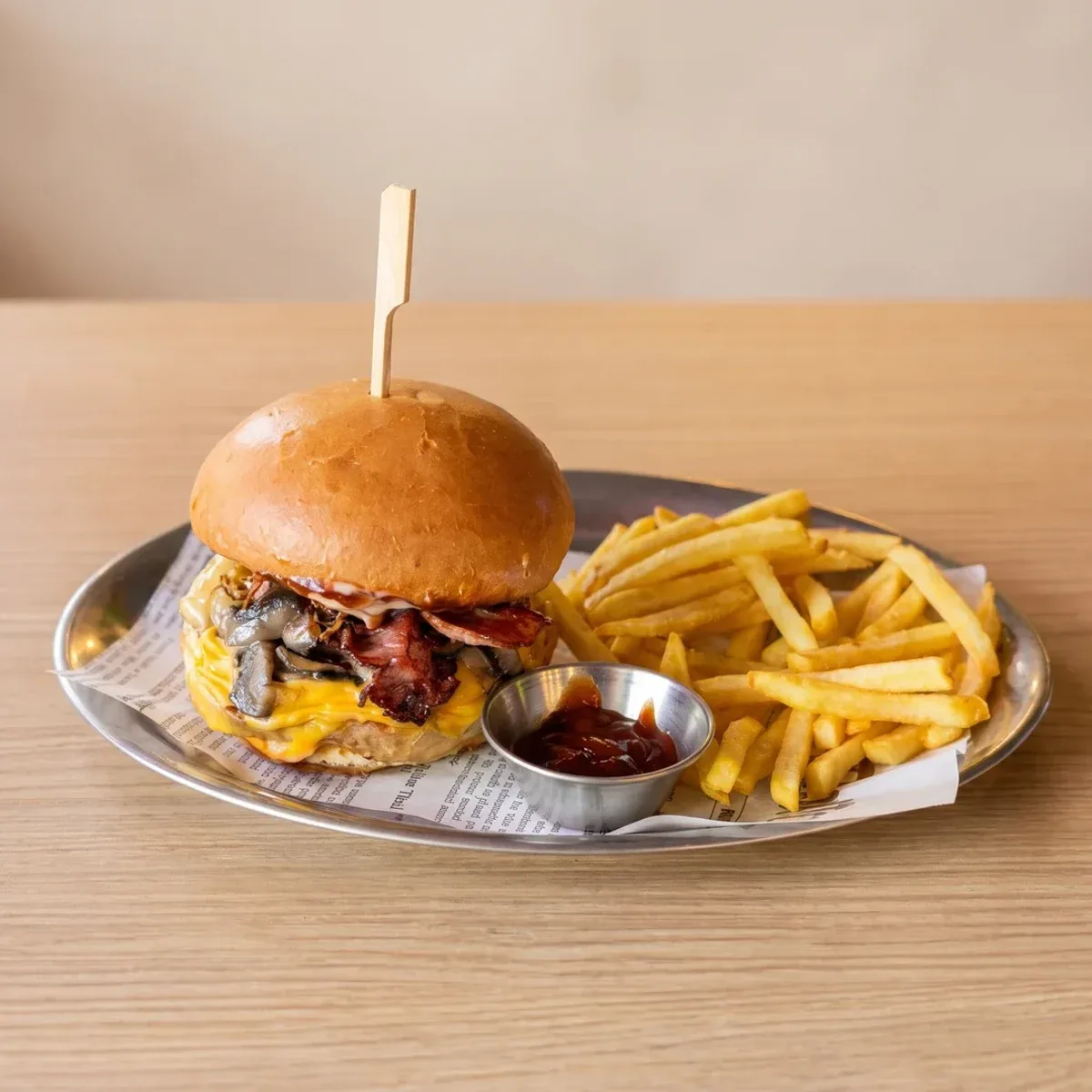 Smokey burger from the menu of Sorry Sara!